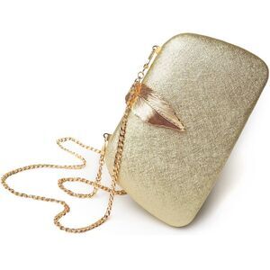 Gold Evening Crossbody Clutch Purse with Gold Leaf Snap Luxury Vegan Leather